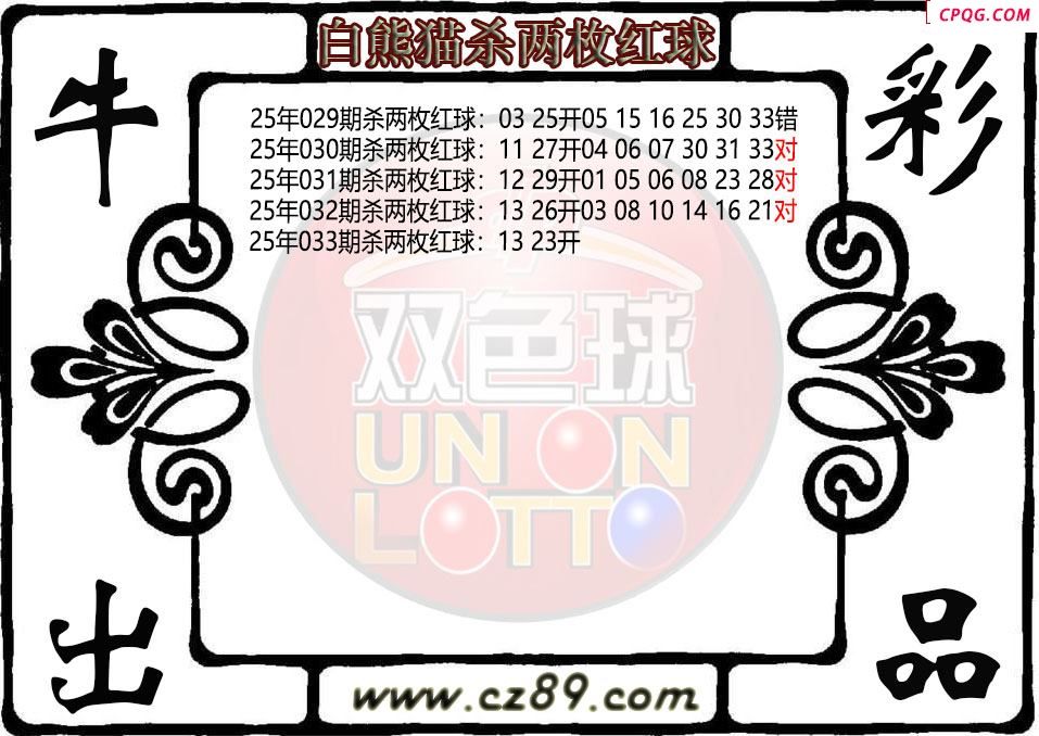 双色球033期白熊猫杀两枚红球图迷