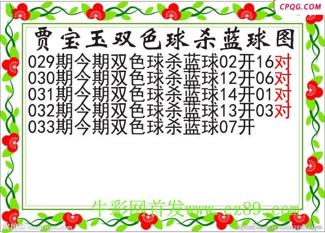 贾宝玉杀蓝号033期双色球图谜