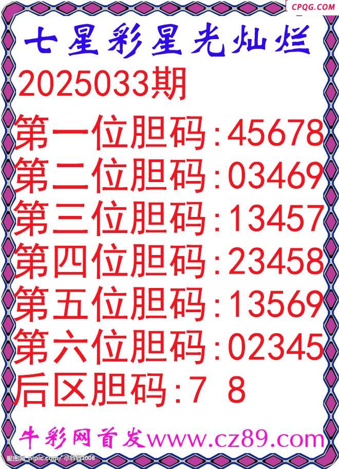七星彩2025033期星光灿烂五码图谜