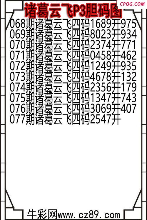 25年077期诸葛云飞P3胆码图