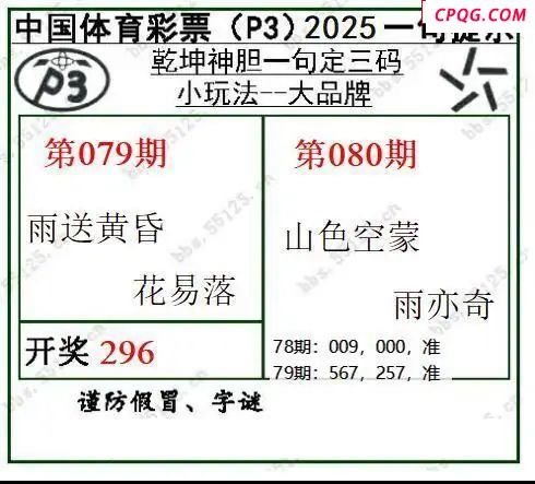 乾坤一句定三码25年081期P3图谜