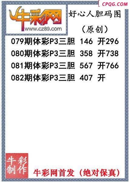 好心人送胆082期体彩p3图谜（原创）