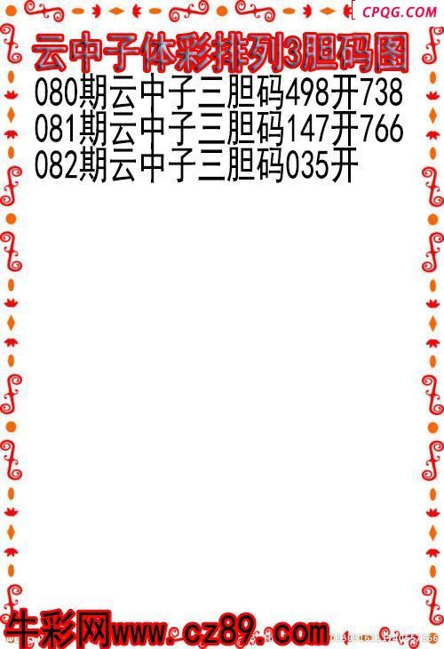 25年082期云中子体彩排列3胆码图
