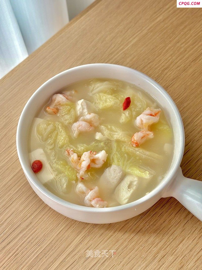 减脂虾仁白菜豆腐汤的做法