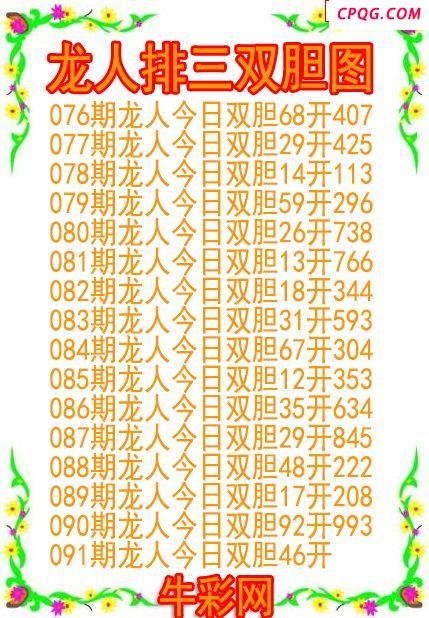 25年091期龙人排三双胆图