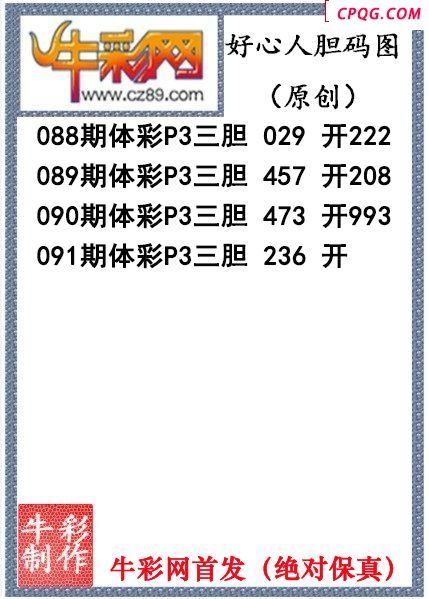 好心人送胆091期体彩p3图谜（原创）