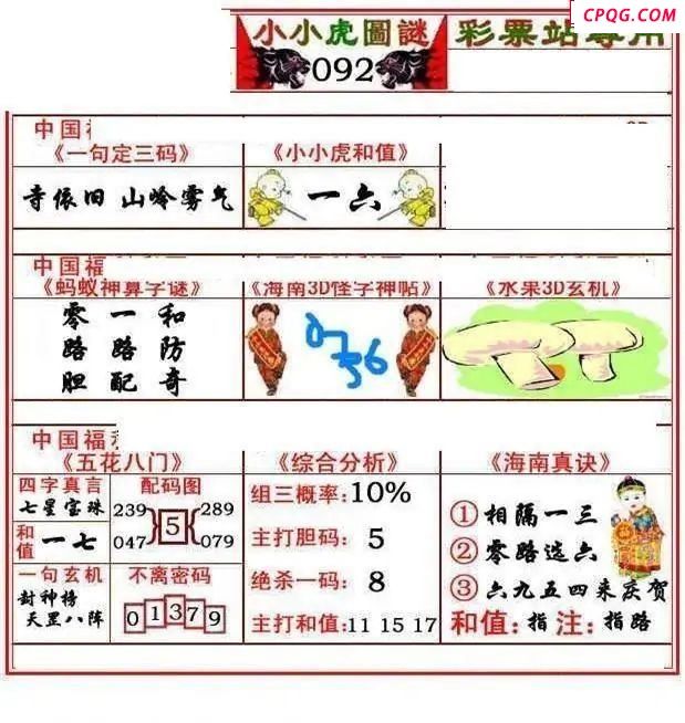 小小虎彩报2025092期3d图谜            