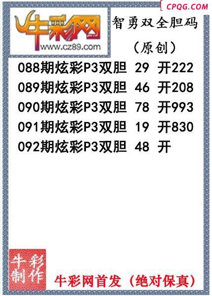 智勇双全双胆092期今日P3图迷（原创）