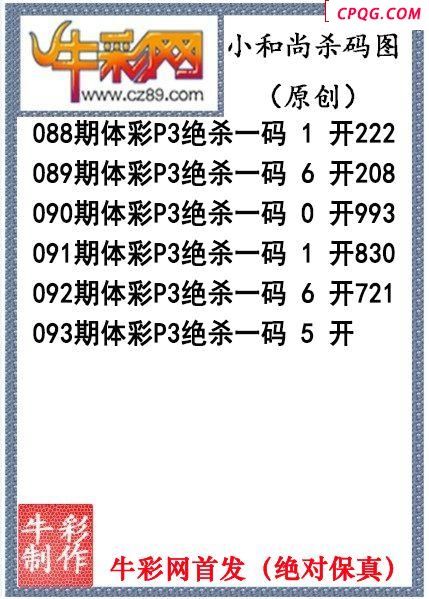小和尚杀码093期今期体彩P3图谜（原创）