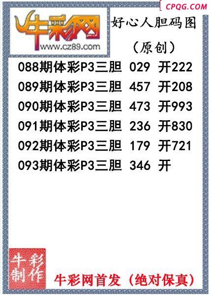 好心人送胆093期体彩p3图谜（原创）