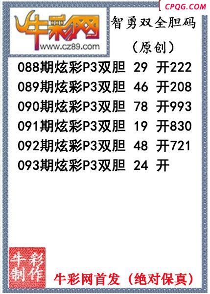 智勇双全双胆093期今日P3图迷（原创）