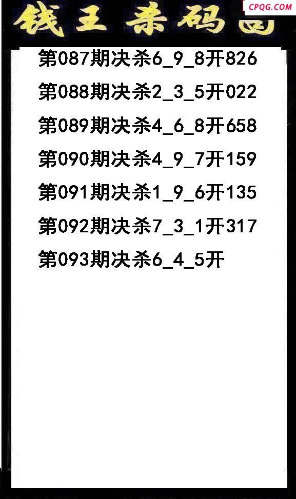 钱王杀码2025093期3d图谜