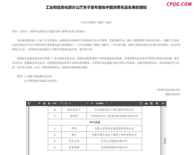 农夫山泉入选中国消费名品