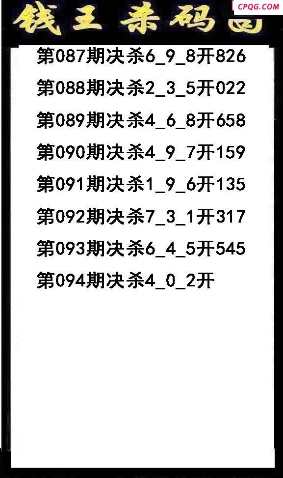 钱王杀码2025094期3d图谜