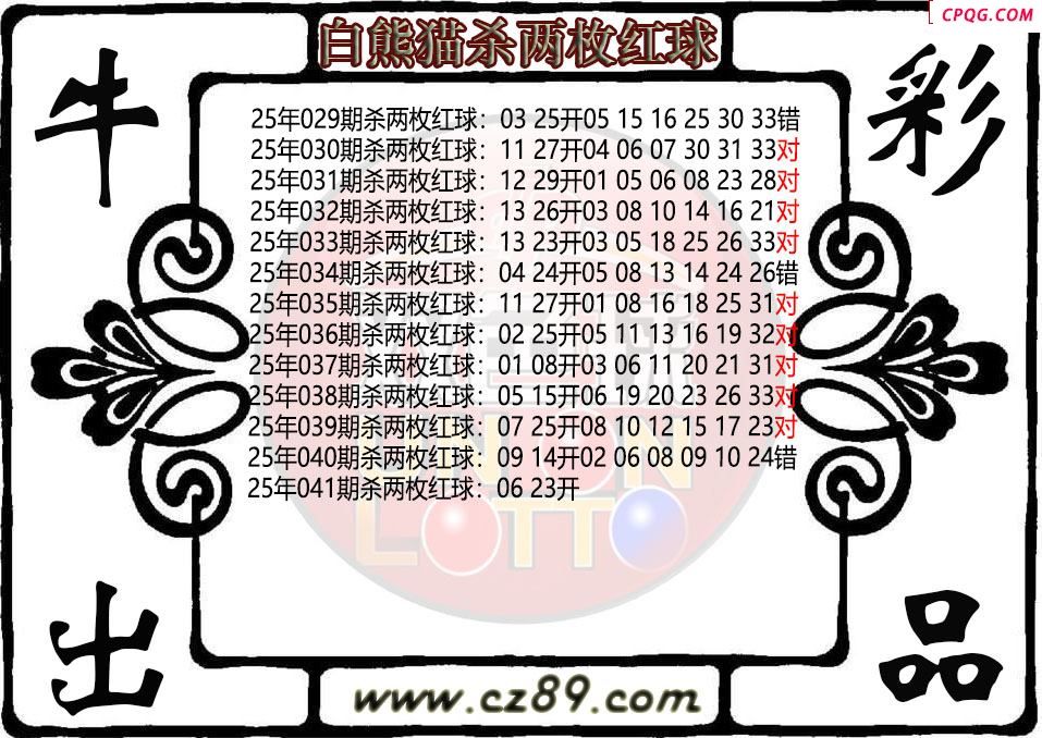 双色球041期白熊猫杀两枚红球图迷