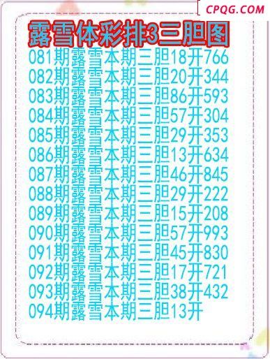 25年094期露雪体彩排3三胆图