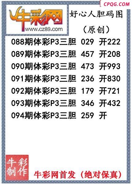 好心人送胆094期体彩p3图谜（原创）