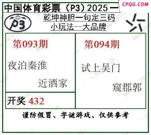 乾坤一句定三码25年094期P3图谜
