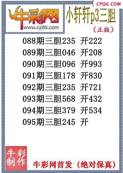 小轩轩三胆095期体彩P3图谜（原创）