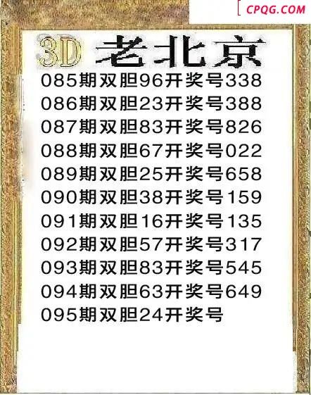 正老北京2025095期3d图谜