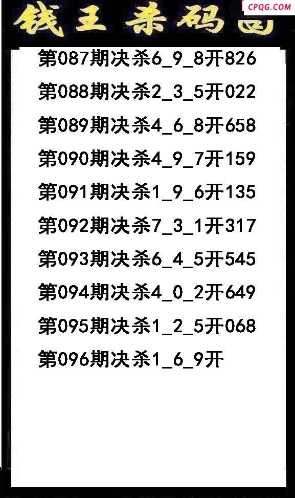 钱王杀码2025096期3d图谜