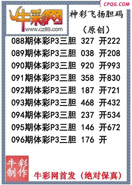神彩飞扬三胆096期体彩P3图谜（原创）