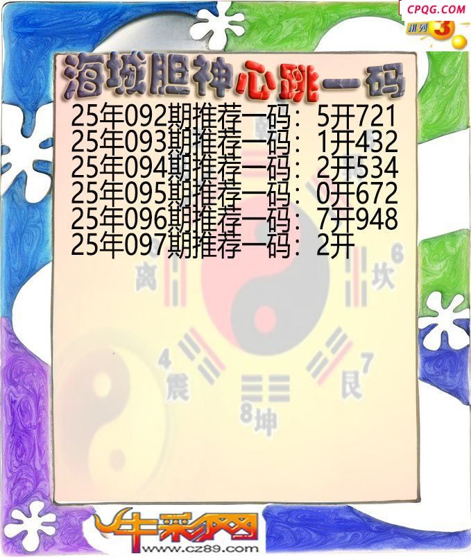 海城胆神心跳一码097期体彩P3图谜