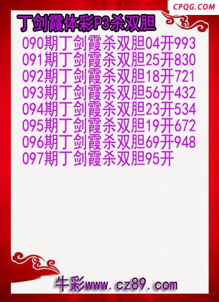 25年097期丁剑霞体彩P3杀双胆图