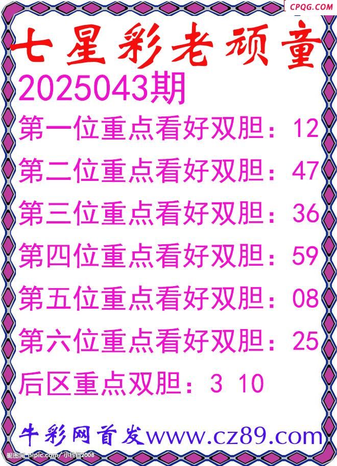 七星彩2025043期老顽童双胆图谜
