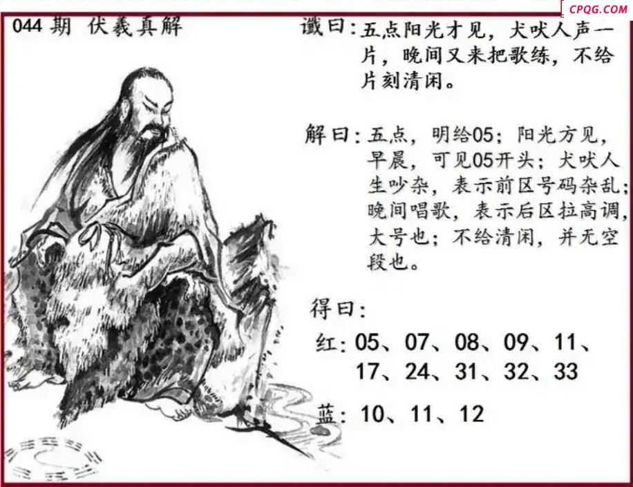 双色球2025年图迷044期 伏羲真解图
