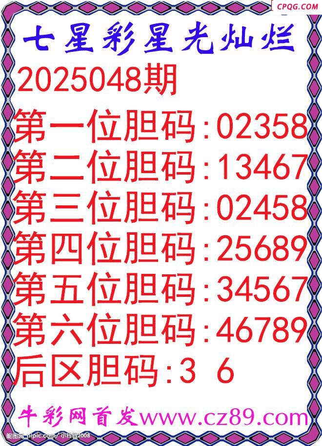 七星彩2025048期星光灿烂五码图谜