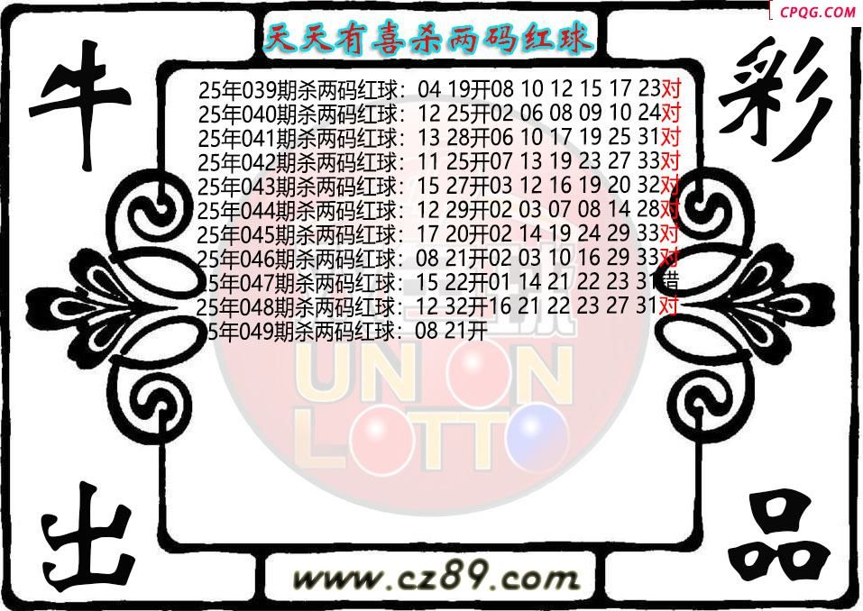 双色球049期天天有喜杀两码红球图迷 