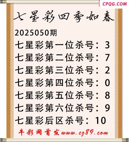 七星彩2025年050期四季如春杀号图谜 