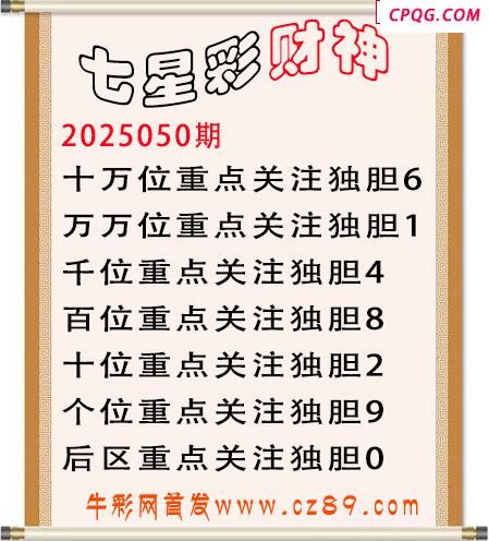 七星彩2025年050期财神独胆图迷 