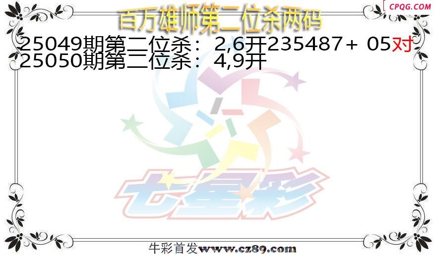 七星彩2025050期百万雄师第二位杀两码图谜