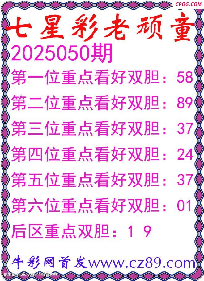 七星彩2025050期老顽童双胆图谜
