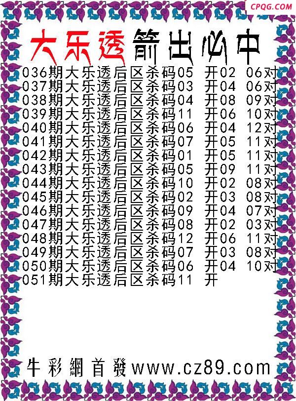 大乐透2025051期箭出必中后区杀号图谜