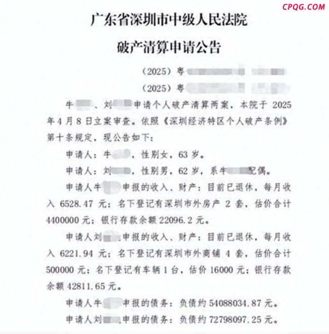 退休夫妻负债1.2亿申请破产