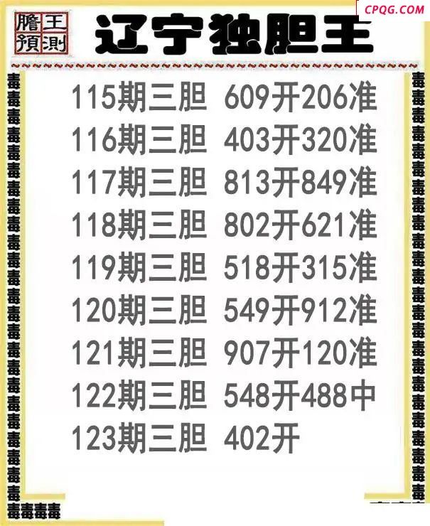 辽宁独胆王2025123期3d图谜