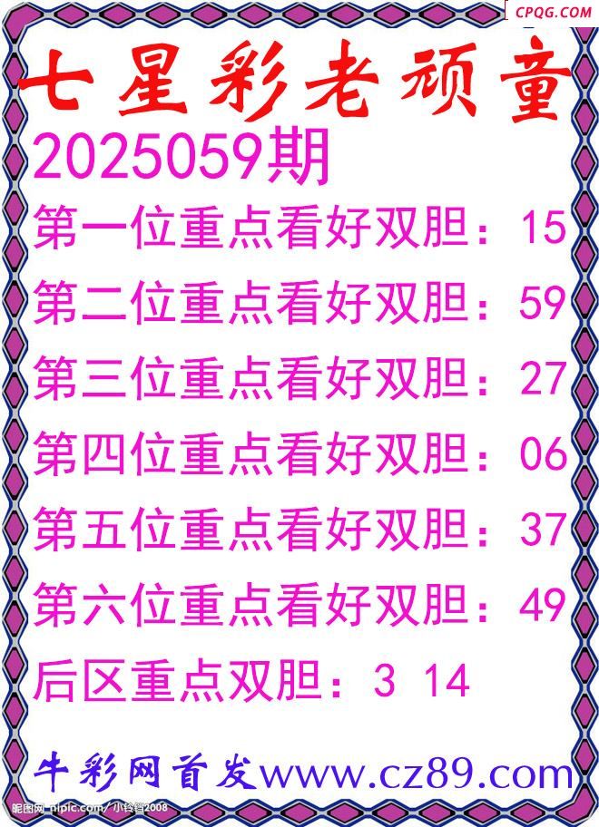 七星彩2025059期老顽童双胆图谜