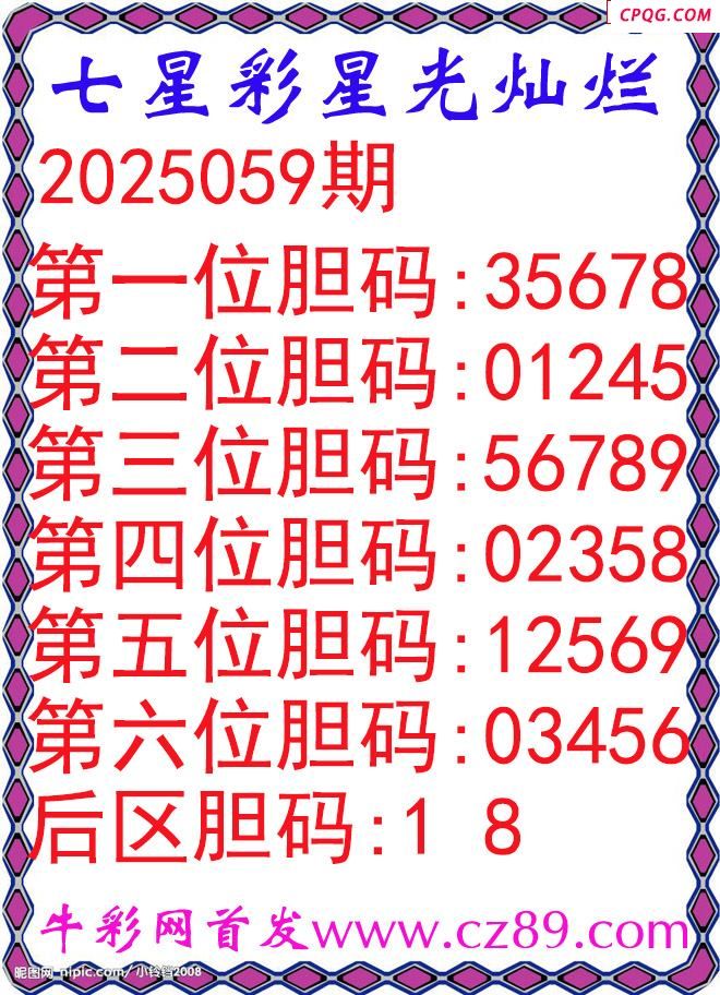 七星彩2025059期星光灿烂五码图谜