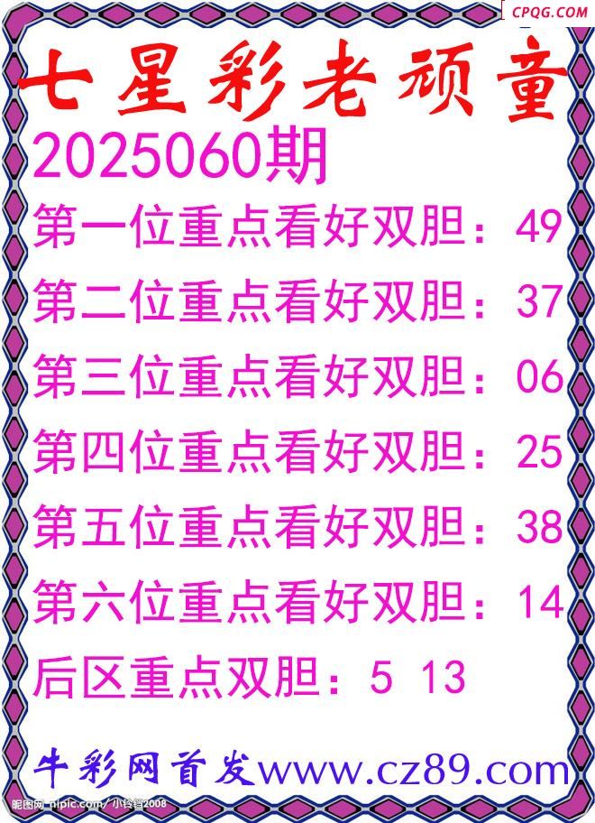 七星彩2025060期老顽童双胆图谜