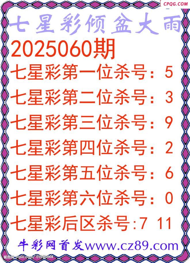 七星彩2025060期倾盆大雨杀号图谜