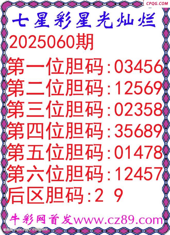 七星彩2025060期星光灿烂五码图谜