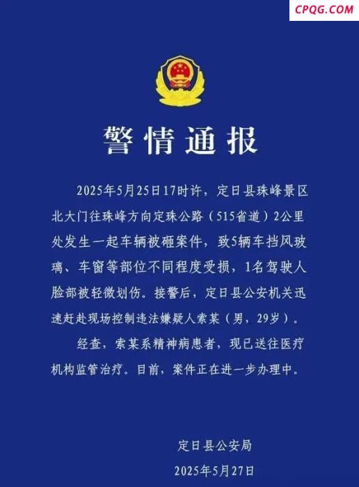 珠峰景区5辆车被砸通报：嫌疑人系精神病患者