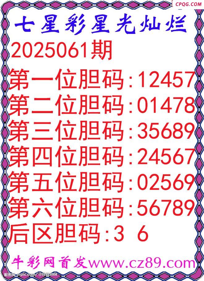 七星彩2025061期星光灿烂五码图谜