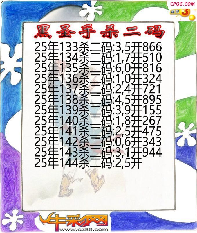 黑圣手杀二码144期体彩P3图谜