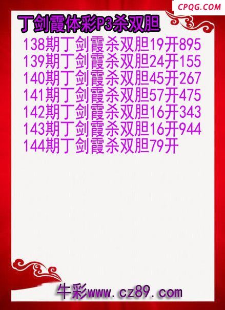 25年144期丁剑霞体彩P3杀双胆图