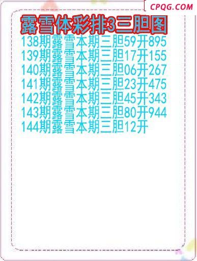 25年144期露雪体彩排3三胆图