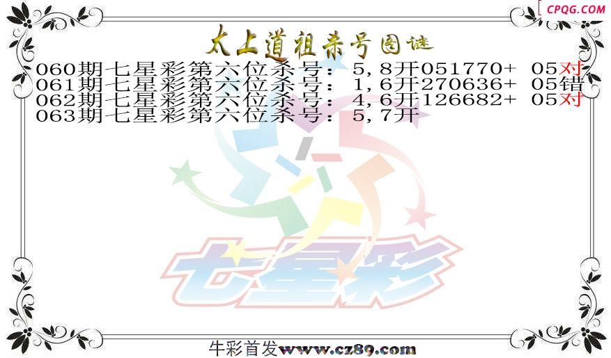 七星彩2025063期太上道祖杀号图谜